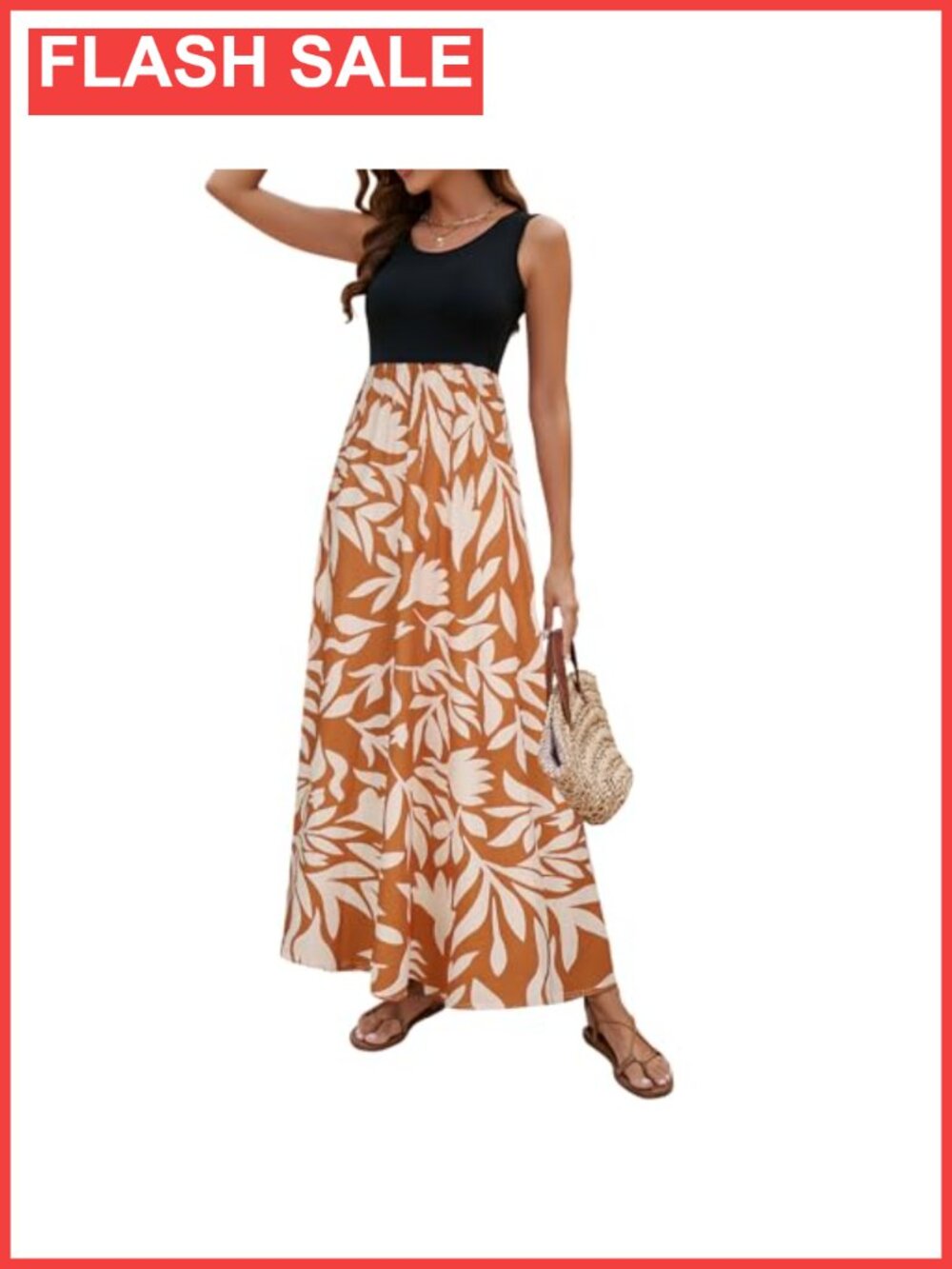 Boho Chevron Floral Sleeveless Scoop Neck Maxi Dress Summer Beach Party